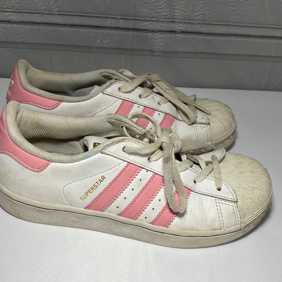 Adidas Pink Stripe Superstar Shoes - Picture 3 of 8